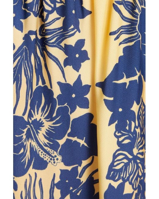 Sandro Blue Willow Cutout Floral-print Twill Midi Dress