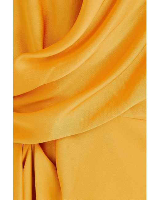 Jonathan Simkhai Yellow Talit Draped Satin-crepe Mini Shirt Dress