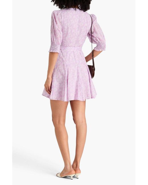 Polo Ralph Lauren Pink Floral-Print Cotton-Mousseline Mini Wrap Dress