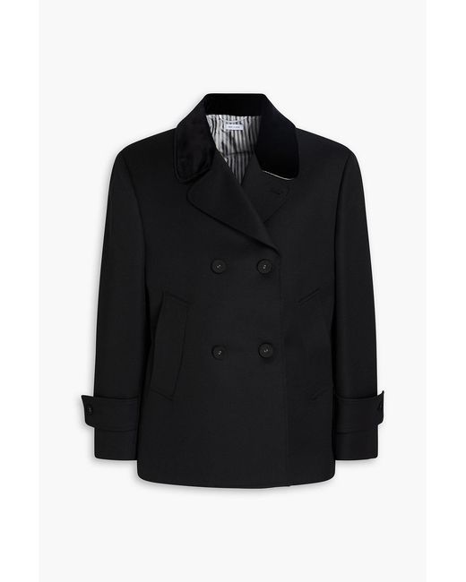 Thom Browne Black Double-Breasted Wool-Twill Blazer for men