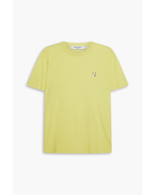 Maison Kitsuné Yellow Appliquéd Cotton-jersey T-shirt for men