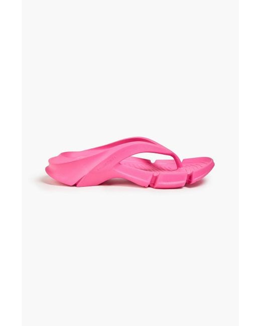 Balenciaga Pink Mold Neon Rubber Flip Flops
