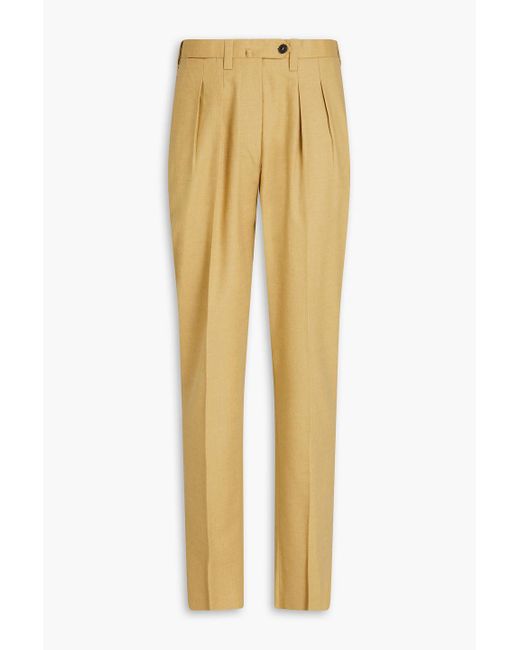 Giuliva Heritage Yellow Husband Pleated Wool Tapered Pants