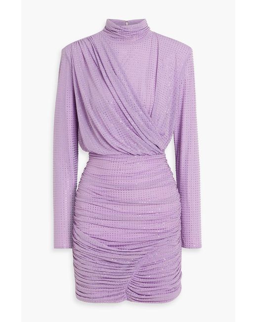 Jonathan Simkhai Purple Abrah Crystal-Embellished Draped Jersey Mini Dress