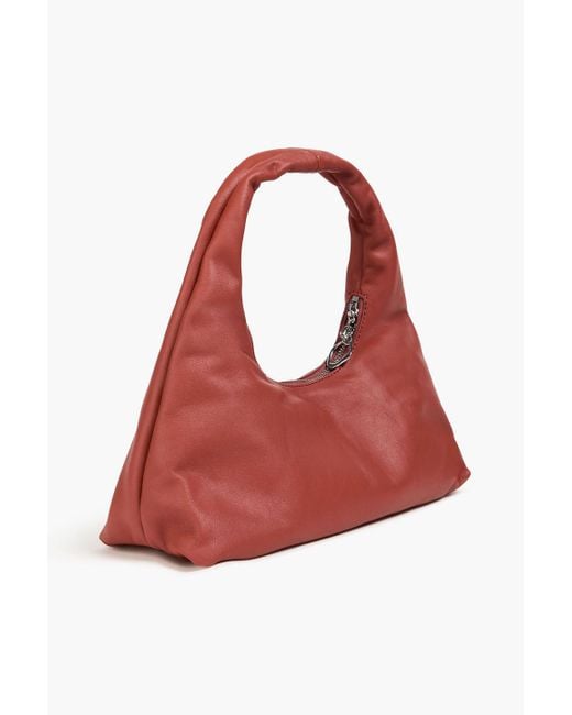 Staud Red Enzo Mini Leather Shoulder Bag
