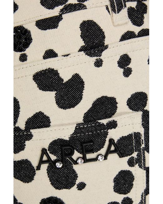 Area White Crystal-Embellished Printed High-Rise Wide-Leg Jeans