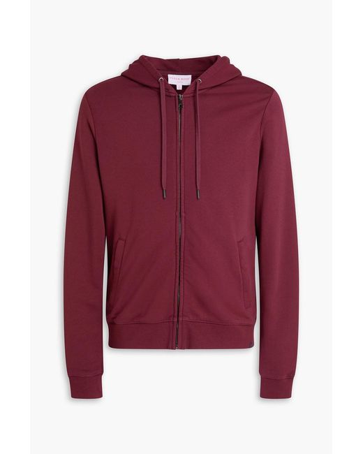 Derek Rose Red Cotton And Modal-blend Zip-up Hoodie for men