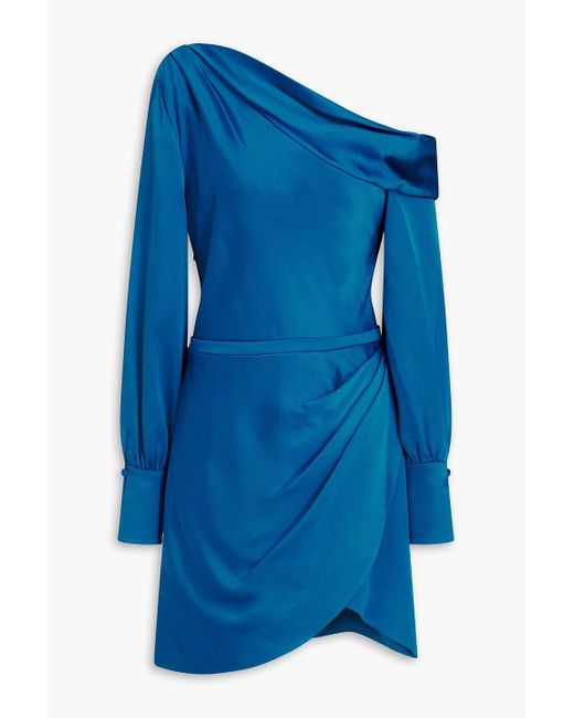 Jonathan Simkhai Blue Cameron One-shoulder Satin-crepe Mini Dress