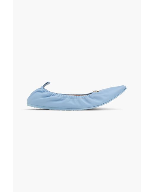 Gianvito Rossi Blue Alina Leather Point-Toe Flats