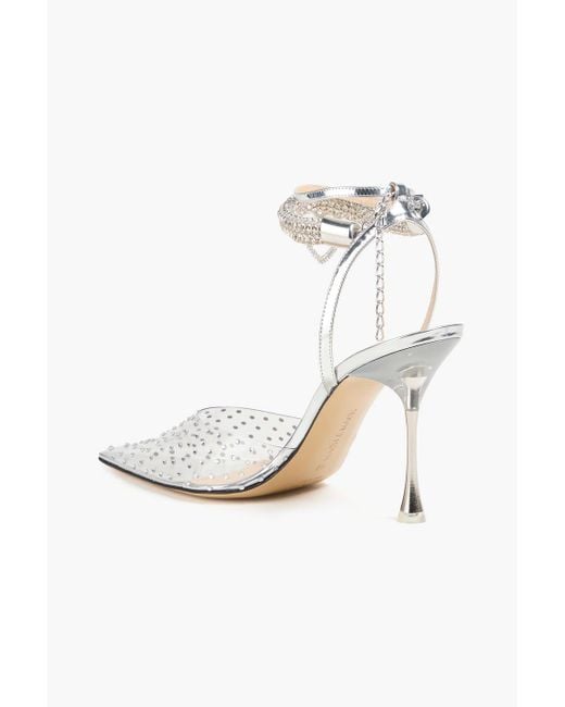 Mach & Mach White Alexa Crystal-embellished Pvc Pumps