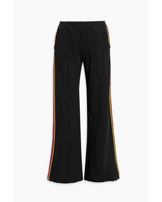 Area Black Crystal-embellished French Cotton-terry Track Pants