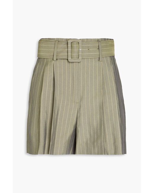 Sandro Green Arles shorts aus twill mit nadelstreifen und gürtel