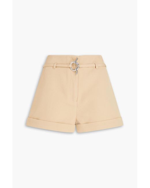 Ganni Natural Belted Twill Shorts