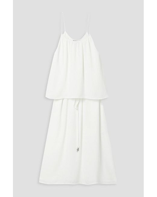 ATM White Layered Georgette Dress