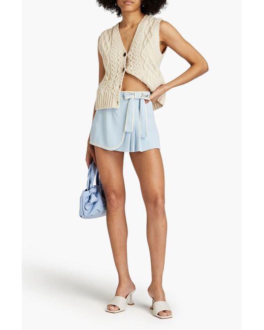 RED Valentino Blue Skirt-effect Bow-detailed Crepe Shorts