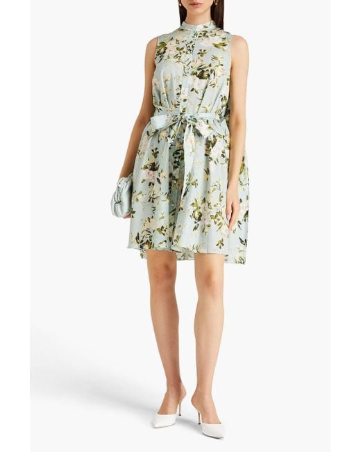 Erdem White Soleil Floral-print Cotton-poplin Mini Dress