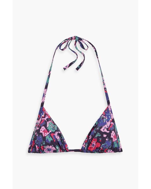 Isabel Marant Blue Shayla Floral-Print Triangle Bikini Top