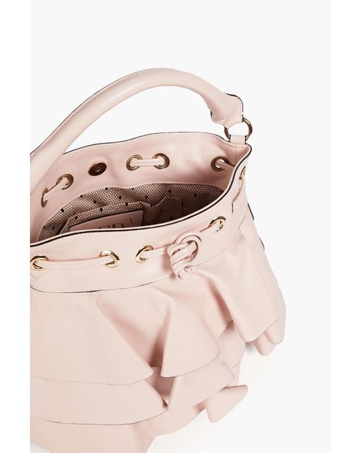 Red(v) Pink Rock Ruffles Leather Bucket Bag