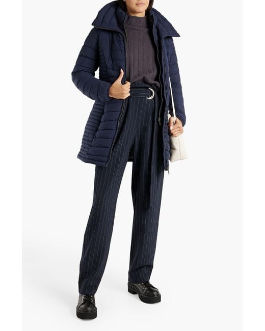 DKNY Blue Quilted Shell Hooded Coat