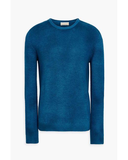 120% Lino Blue Cashmere And Wool-blend Sweater for men
