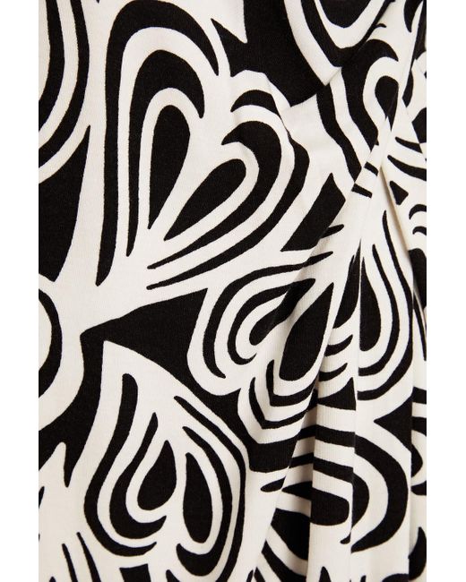 Diane von Furstenberg White Bogna Wrap-effect Printed Lyocell And Wool-blend Jersey Dress