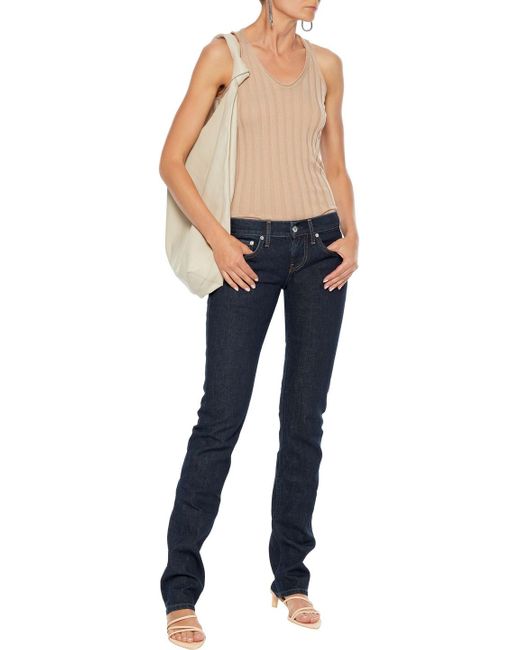Helmut Lang Blue Femme Lo Low-Rise Slim-Leg Jeans