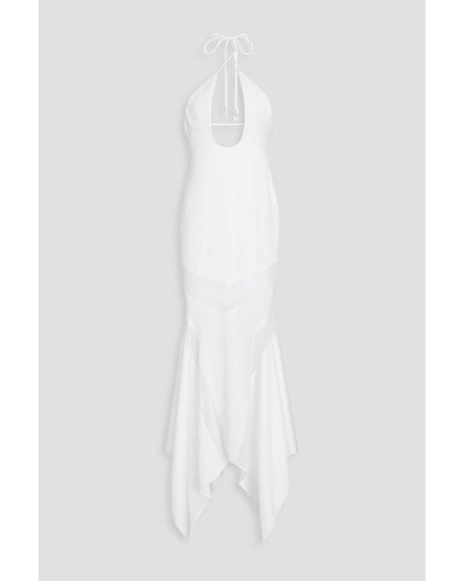 The Attico White Open-back Satin Halterneck Maxi Dress