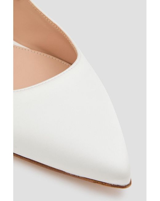 Gianvito Rossi Crystal-Embellished Satin Mary Jane Flats in White | Lyst UK