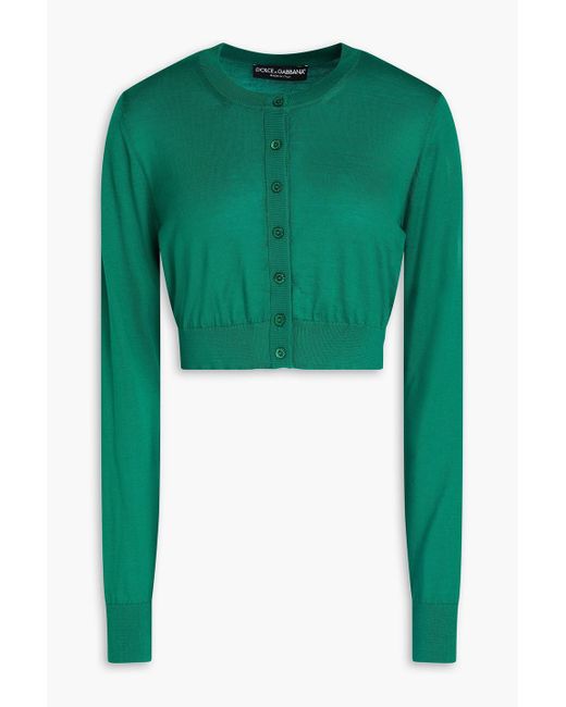 Dolce & Gabbana Green Cropped Cashmere Cardigan