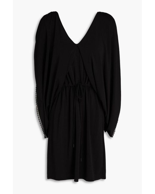 See By Chloé Black Lace-trimmed Jersey Mini Dress