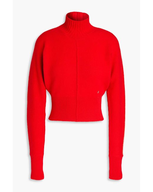 Victoria Beckham Red Cropped Cashmere-blend Turtleneck Sweater