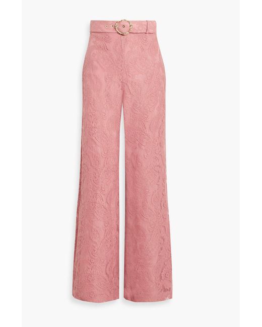 Zimmermann Pink Lace Wide-leg Pants