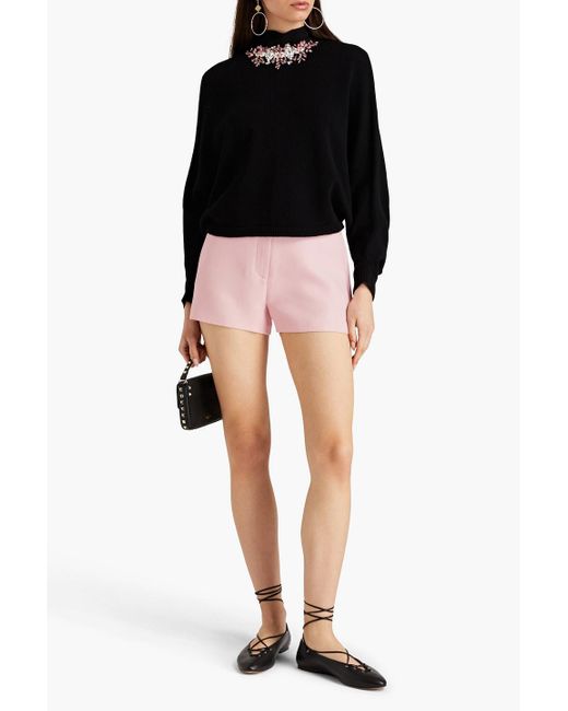 Valentino Garavani Pink Wool And Silk-blend Twill Shorts