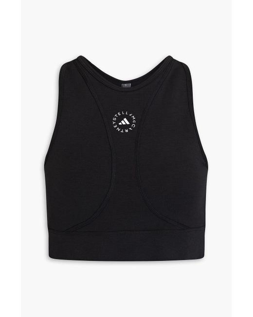 Adidas By Stella McCartney Black Logo-print Stretch Sports Bra