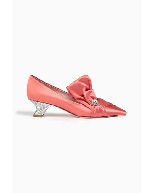 Roger Vivier Pink Embellished Satin Pumps