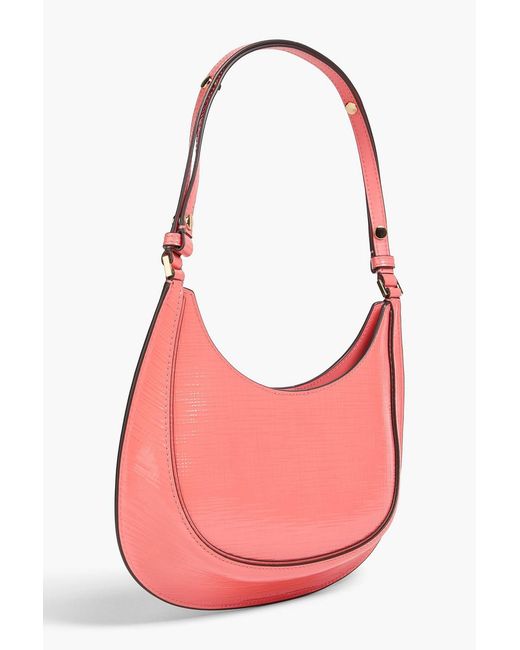 Tory Burch Pink Robinson Glossed Textured-leather Shoulder Bag