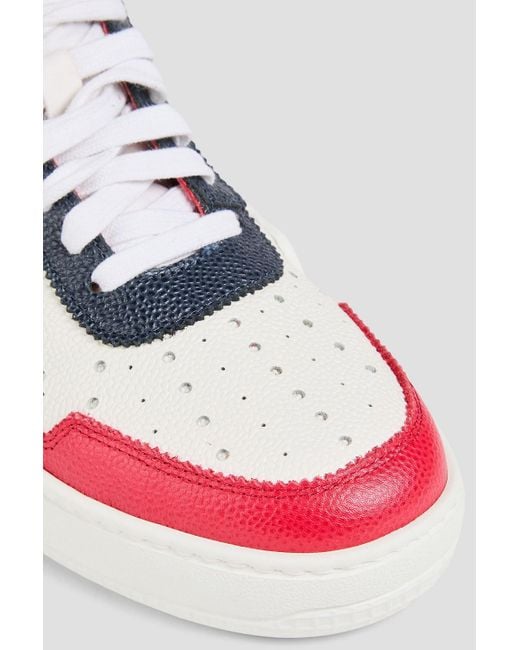 Thom Browne White Color-block Pebbled-leather High-top Sneakers for men