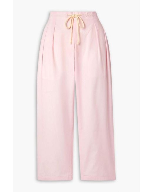Maria McManus Pink Pleated Cotton-Poplin Tapered Pants