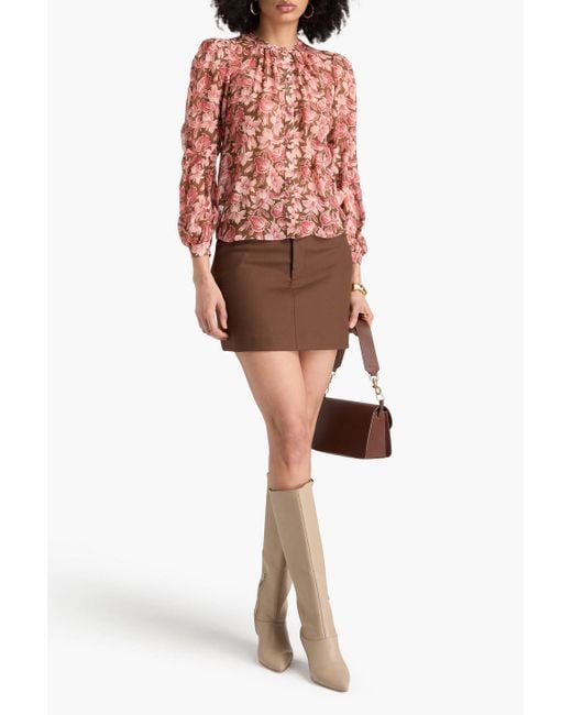 Veronica Beard Red Ashlynn Floral-Print Silk-Georgette Blouse