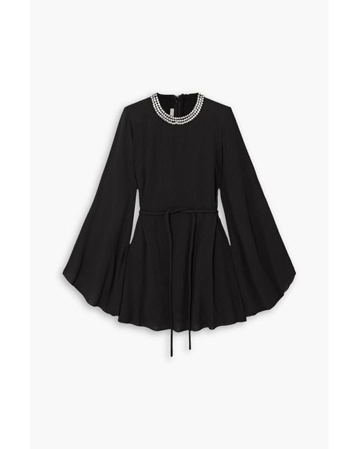 Stella McCartney Black Crystal-embellished Belted Crepe Mini Dress