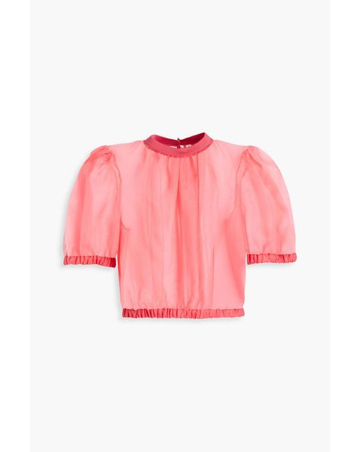 Dolce & Gabbana Pink Gathered Silk-organza Blouse