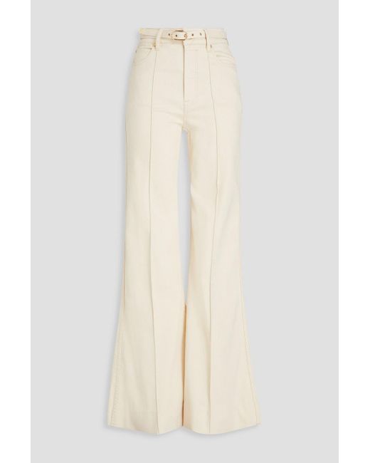 Zimmermann White Belted High-rise Flared Jeans