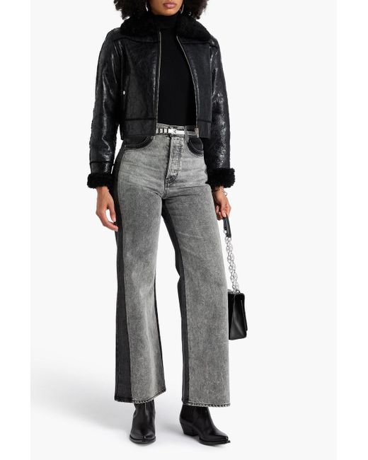 IRO Black Jacke aus shearling mit craquelé-effekt