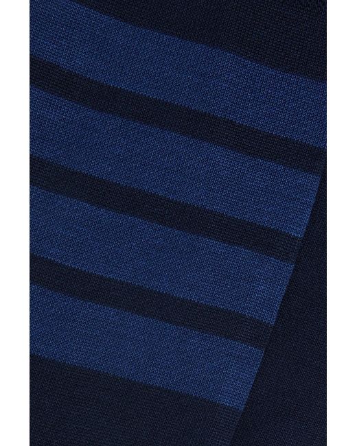 Thom Browne Blue Striped Cotton-blend Socks