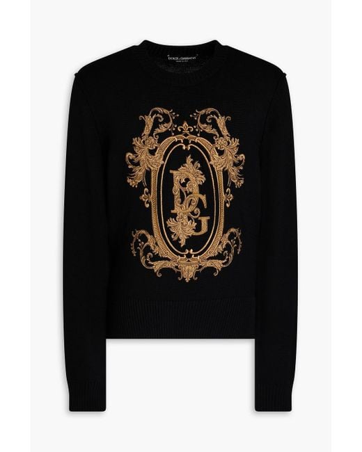 Dolce & Gabbana Pullover aus wolle mit stickereien in Black für Herren