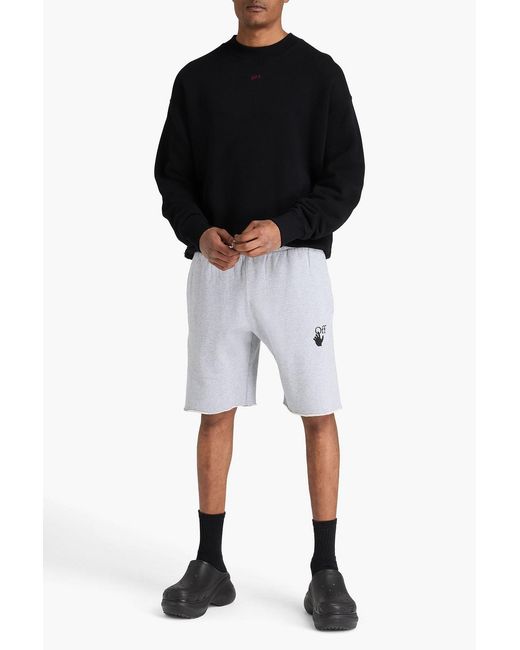 Off-White c/o Virgil Abloh Gray Printed French Cotton-Terry Shorts for men
