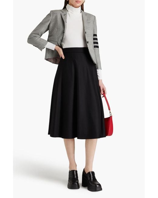Thom Browne Black Wool-flannel Midi Skirt