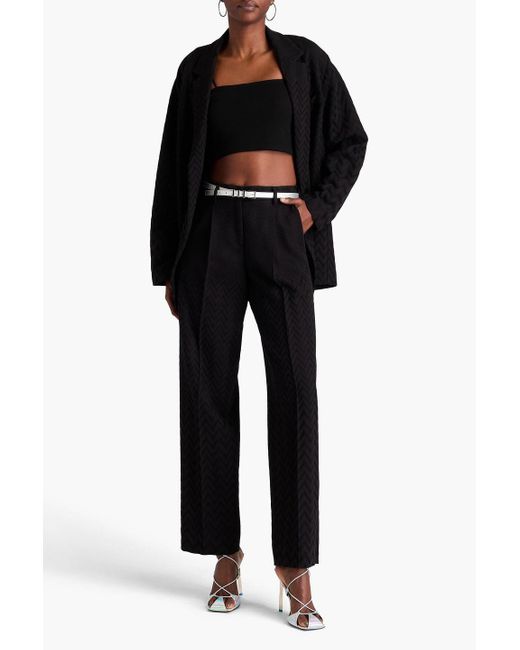 Missoni Black Crochet-knit Cotton-blend Straight-leg Pants