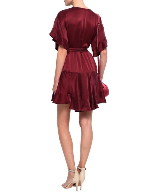 Zimmermann Fluted Silk satin Mini Dress Burgundy in Red Lyst