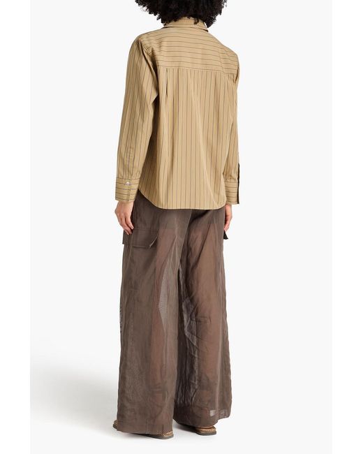 Vince Natural Striped Cotton-Poplin Blouse